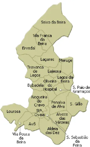 Figura 5. Mapa do concelho de Oliveira do Hospital. Fonte: www.adiber.pt (2012) 
