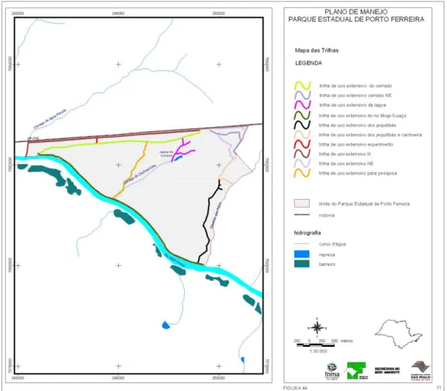 Figura 5. Mapa das trilhas utilizadas para o levantamento qualititativo da avifauna. 