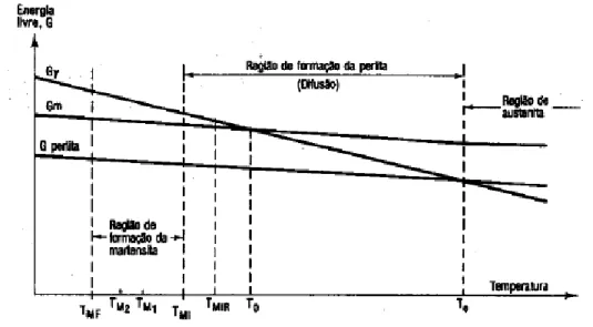 Figura 3.12: Aspectos termodinâmicos de formação da martensita  