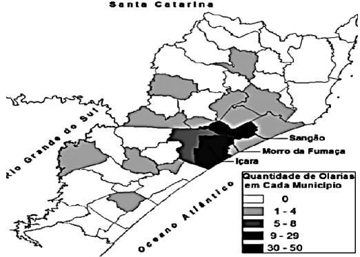 Figure 12 Distribution of kilns at southern Santa Catarina, Brazil (Camara et al., 2015) 