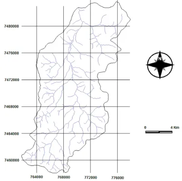 Figura 3. Rede de drenagem da microbacia do Rio Capivara  – Botucatu (SP). 