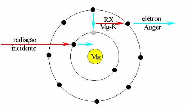 Figura 5: Representação esquemática do efeito Auger (Nascimento-Filho, 1999) 