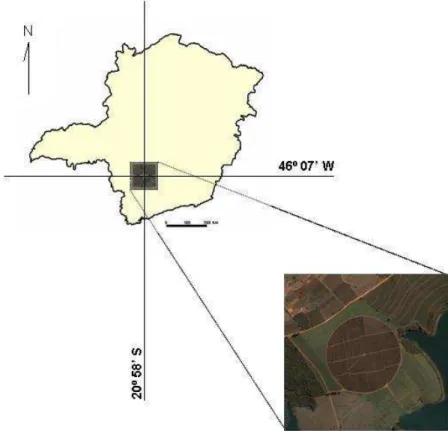 Figura 1. Localização da área de trabalho no município de Carmo do Rio Claro (MG). 
