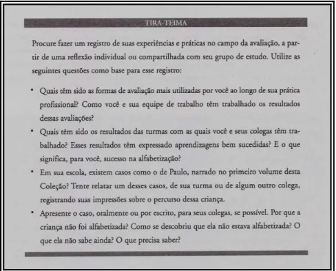 FIGURA 21  – Exemplo de Tira-Teima, que evidencia articulação entre teoria e prática   Fonte: Volume 5 Coleção Instrumentos da Alfabetização