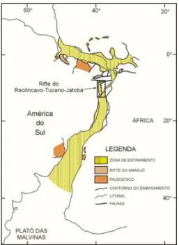 Figura 3.1. Rifteamento de idade Alagoas  entre a América do Sul e África, RTJ: 