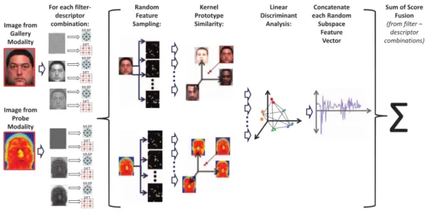 Figura 4.4: Processo de reconhecimento do método Kernel Prototype Random Subspace (Klare and Jain, 2013).