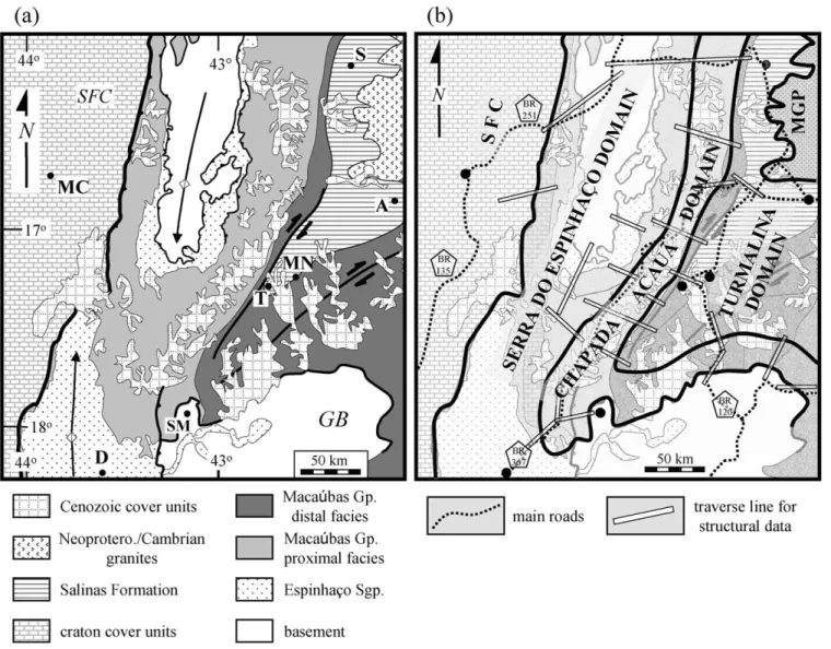 Fig. 4. (a) A simplified geologic map of our study area, delineating exposures of major stratigraphic units
