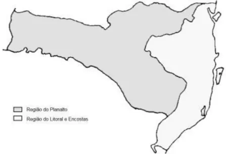 Figura  33  –  Mapa  de  divisões  regionais  do  relevo  do  Estado  de  Santa  Catarina