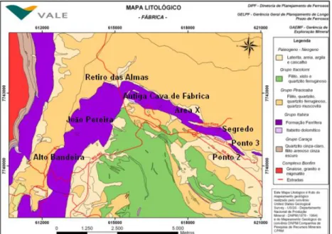 Figura 1: Mapa Geológico Regional da Região das Minas de Fábrica 
