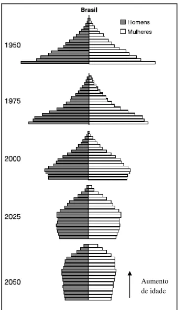 FIGURA  1-  Pirâmide  etária  da  população  brasileira no período de 1950 a 2050. 