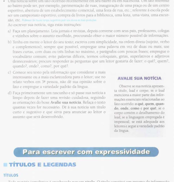 FIGURA 6 - Página do manual didático – livro do professor. Atividades sobre a  notícia Toneladas de peixes mortos na lagoa 