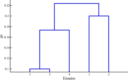FIGURA 4.1  –  Exemplo da aglomeração hierárquica utilizando o critério de agregação  do vizinho mais próximo