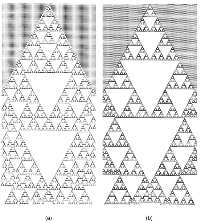 Fig. 4. 9: Padrão criado a partir de uma configuração inicial que alterna spins com  exceção de um  kink  central, sendo p = 1 (a)  Mostra a evolução utilizando o modelo A ,  (b) mostra o modelo B