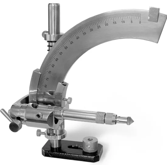 Figura 2.25: Dop com gema fixada e instalado na máquina de lapidar,                   em ângulo de 90º em relação ao disco de corte (LAPIDART, 2003)