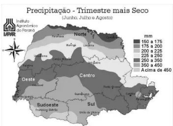 Figura  23:  Distribuição  da  precipitação  média  do  inverno para o Estado do Paraná