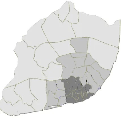 Figure 4. Rings representing urban dynamics in view of the population growth.  Source: Baptista and  Rodrigues (1995)  