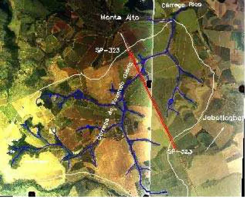 Figura 2. Carta da Rede de Drenagem da Microbacia Hidrográfica do Córrego da Fazenda  Glória, Taquaritinga, SP 