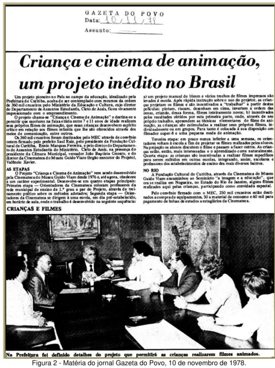 Figura 2 - Matéria do jornal Gazeta do Povo, 10 de novembro de 1978. 