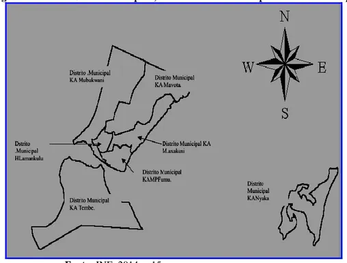 Fig. 4.3:Província Cidade de Maputo, divisão administrativa por distritos municipais 