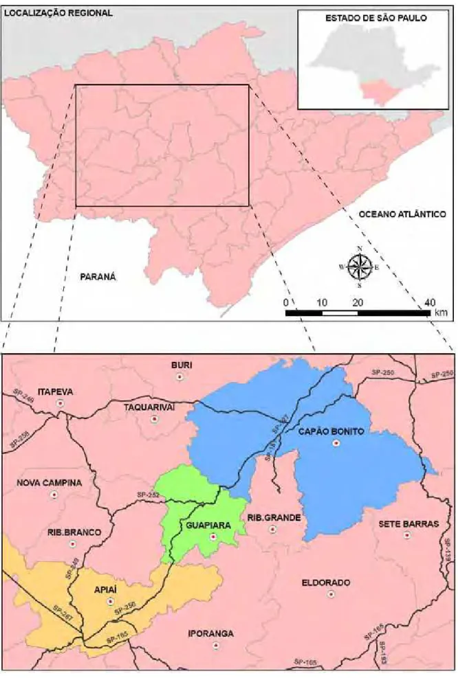 Figura 2. Mapa de localização da área de estudo com as principais vias de acesso.  