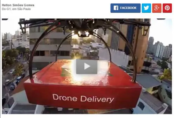 Figura 1.7: Pizzaria de SP faz delivery com drone e entra na mira de ANAC e FAB, G1 Gomes [2014]