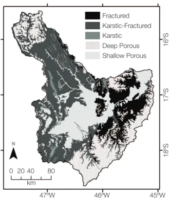 Figure 4. Annual average rainfall for Paracatu River Basin (in  mm), based on data from Nunes and Nascimento (2004).
