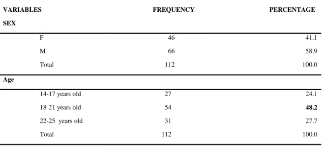 TABLE 2: Social and demographic characteristics (N=112) 