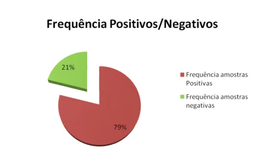Gráfico 1 – Frequências das amostras positivas e negativas na população estudada. 