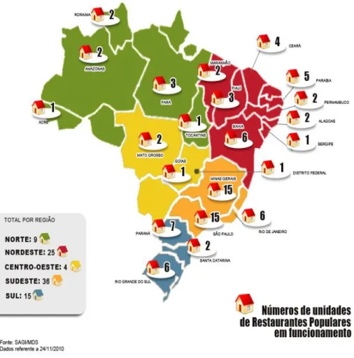 Figura 5: Distribuição de restaurantes populares em funcionamento em 2010. 