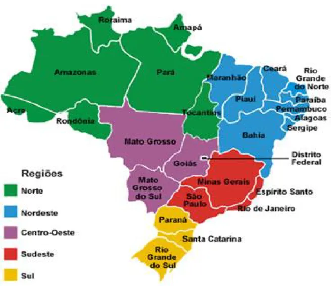 Figura 9: divisão regional do Brasil. 