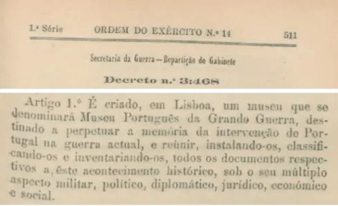 Figura 8 – Extrato da publicação da criação do MPGG  Fonte: adaptado da SG (1917, p. 511) 