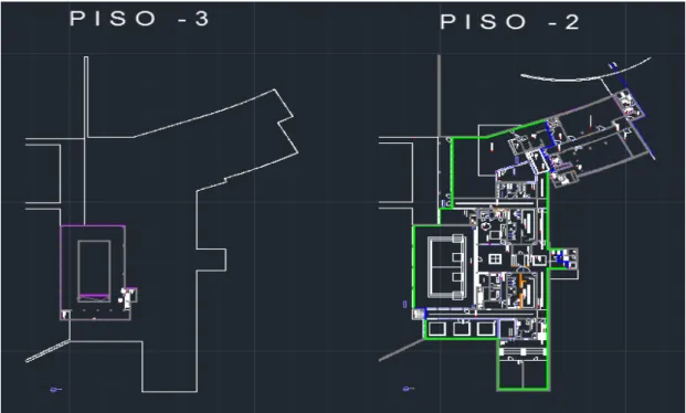 Figura 8 – Marcação das envolventes do piso -3 e -2. 