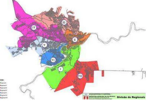 Figura 1  – Divisão da cidade de Rio Branco em Regionais                                     Fonte: Prefeitura Municipal de Rio Branco