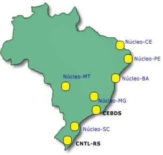 Figura 2.4: Núcleos de Produção Mais Limpa instalados no Brasil            Fonte: Rede Brasileira de Produção Mais Limpa (2009) 