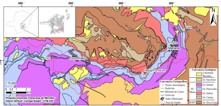 Figura 2.2: Mapa Geológico da Área de Estudo. Fonte: IBGE modificado, 2010. 