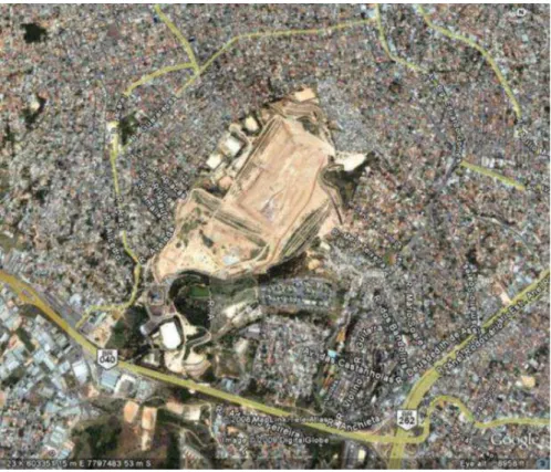 Figura 1.1- Imagem de satélite da região do aterro sanitário da CTRS – BR040 (Google Earth, 2010)