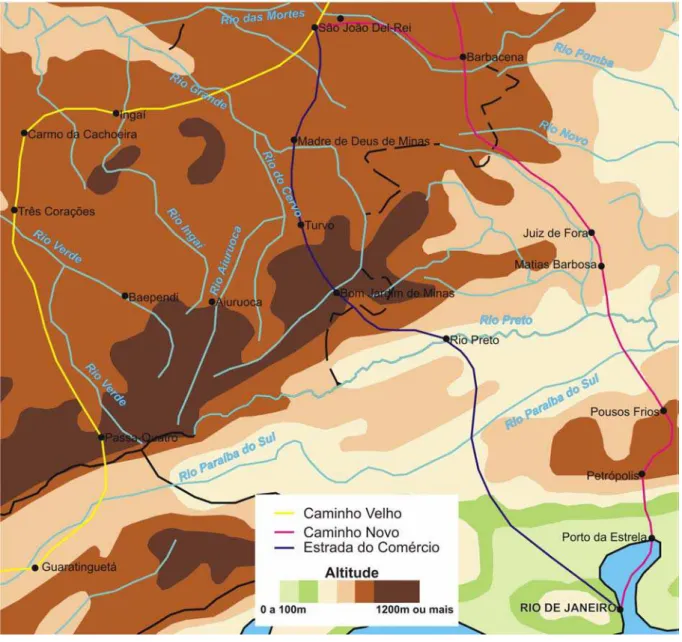 Figura 5: Mapa esquemático da Estrada do Comércio