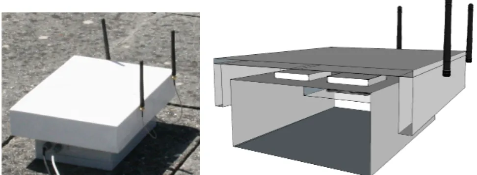 Figure 2 - Node structure with side cut and actual node in the testbed 