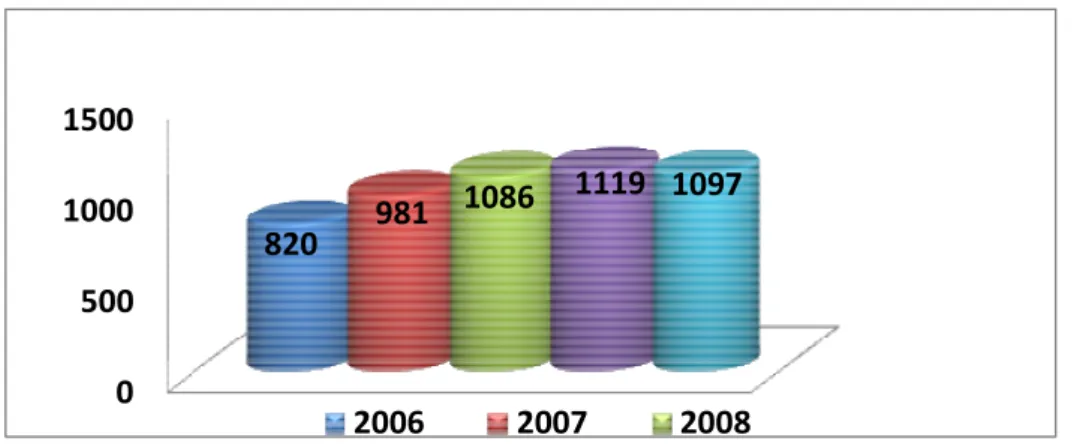 Figure 1: Amount of patients admitted in psychiatric hospital 2006 -2010. Source Psychiatric  Hospital Annual Report 2010