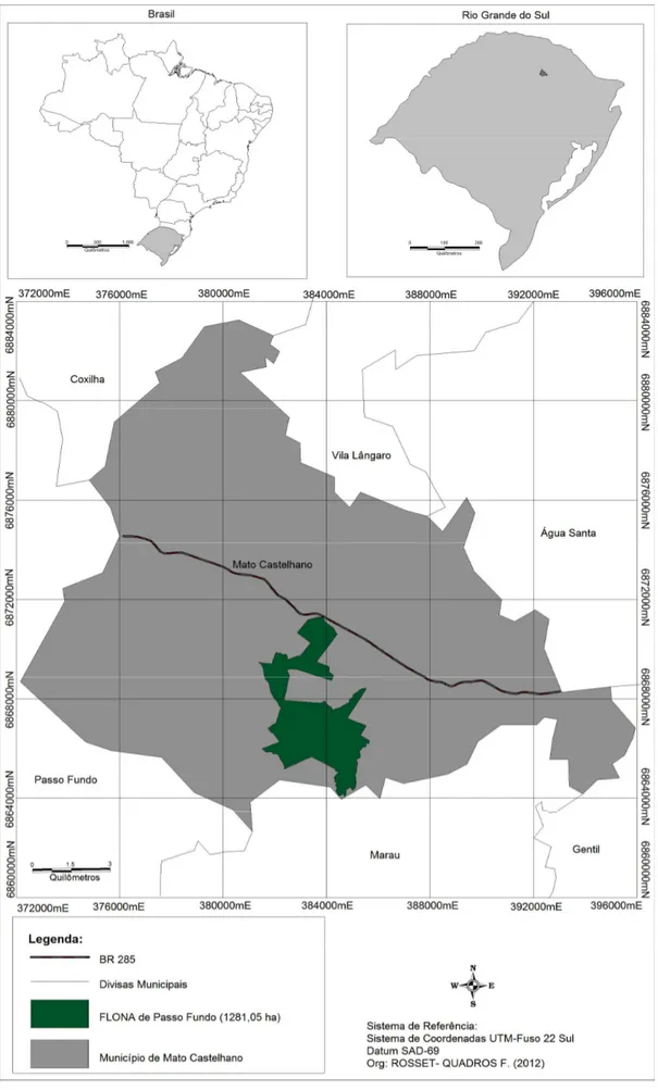 Figura 1 - Localização da FLONA-PF, no município de Mato Castelhano, RS. 