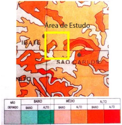 Figura 17 - Fragmento do Mapa da Vunerabilidade e Risco de Poluição das Águas Subterrâneas do Estado  de São Paulo na escala 1: 1.000.000 