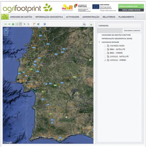 Fig. 3. Agrifootprint System main menu. 
