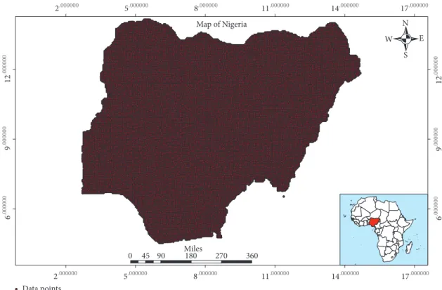Figure 1: Study area in Nigeria with data points.