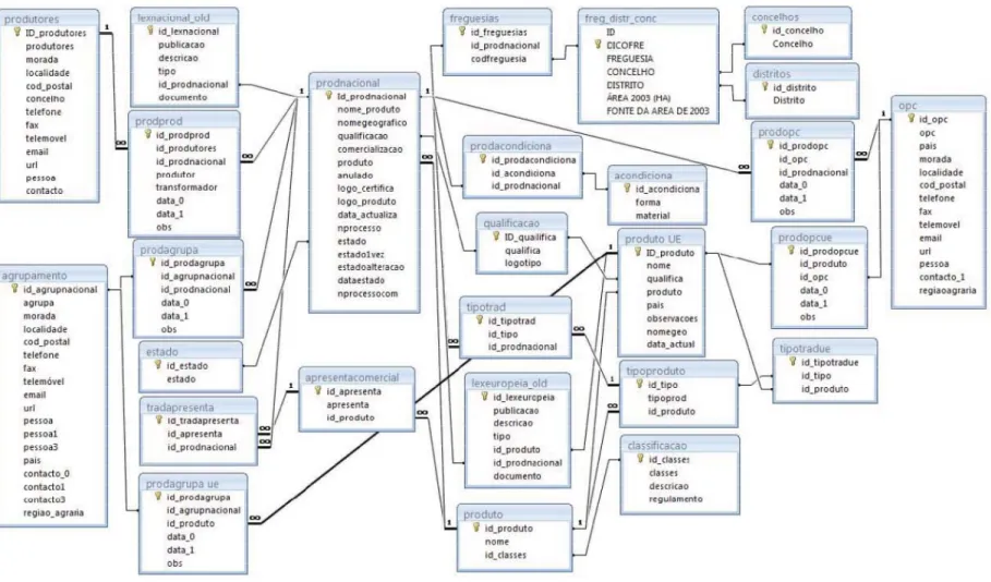 Figure 5: Database structure in original information system. 