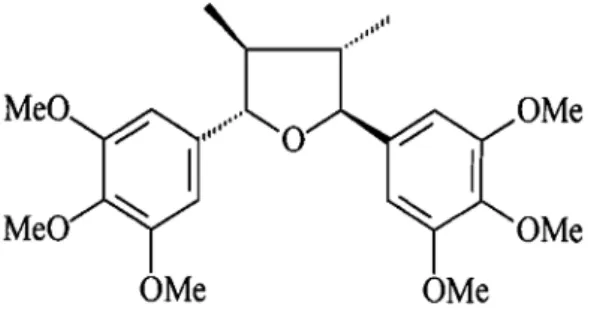 Fig. 2: Estrutura química da grandisina; [furano, tetraidro-3,4-dimetil-2,5-bis(3,4,5-trimetoxifenil)]