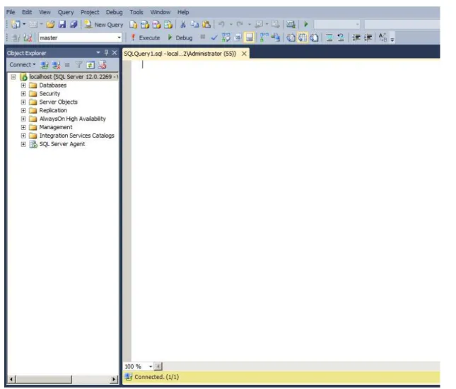 Figura 7 – Ambiente de desenvolvimento do SQL Server. 