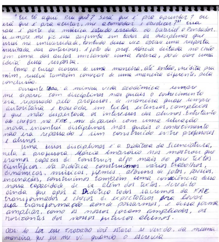 Figura 2 – Texto integral, escaneado disponível na apresentação do portfólio do estudante Gleison dos   Santos   Rodrigues  