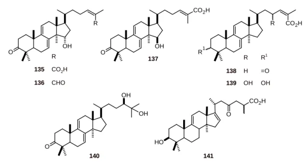 Figure 14. Structures of lanostanes 135-141. 