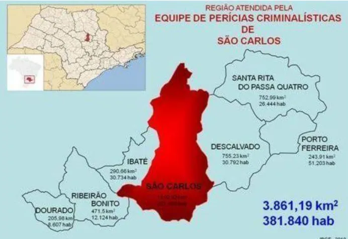 Figura 01: Região Atendida Pela Equipe de Criminalística de São Carlos. 