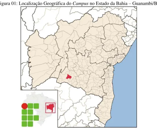 Figura 01: Localização Geográfica do Campus no Estado da Bahia  –  Guanambi/BA 